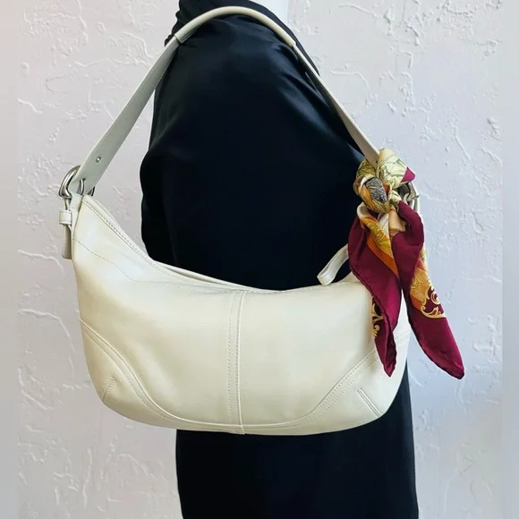 VINTAGE COACH SOHO CREAM/BEIGE HOBO LEATHER SHOULDER SHOULDER BAG  9464 - Picture 3 of 15